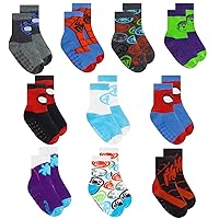 Spiderman Grip Socks, Socks for Toddler Boys, 10 Pack, Spider man Toddler Gripper Socks, Amazing Spiderman Variety Pack