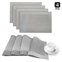 Napa Woven Textilene Crossweave Waterproof Kitchen Table Dining Room Table Placemat 12x18 Set of 4 in Silver