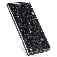 XYX Wallet Case for Samsung A35 5G, Glitter PU Leather Magnetic Flip Folio Phone Stand Cover for Galaxy A35 5G, Black