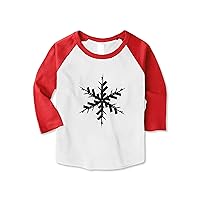 Hat and Beyond Kids Winter Holiday Spirit Graphic Print Design Classic Snowflake 3/4 Sleeve Raglan T-Shirt