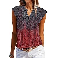 Women's Tank Tops Lace Cap Sleeve Button Down V Neck Summer Casual Loose Fit 2024 Trendy Cute Sleeveless Shirts Blouse