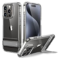 ESR for iPhone 15 Pro Case, Metal Kickstand Case, 3 Stand Modes, Military-Grade Drop Protection, Supports Wireless Charging, Slim Back Cover with Patented Kickstand, Boost Series, Clear