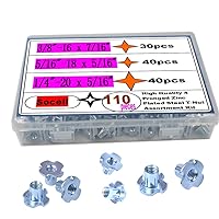 Cabinetry SpzcdZa Zinc Plated Steel T-Nut 4 Pronged Tee Blind Nuts Assortment Kit for Wood 75pcs 1/4,5/16,3/8Assortment Kit Rock Climbing Holds Furniture 