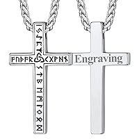 FaithHeart Cross Necklace for Men, Christian Crucifix Protection Amulet Pendant Necklace Stainless Steel Jewelry for Women