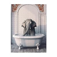 Elephant Wooden Jigsaw Puzzle 500 Piece Surprise for Family Home Decor Art Puzzle,Unique Birthday Present Suitable for Teenagers and Adults for Kid,20.4 X 15 Inch