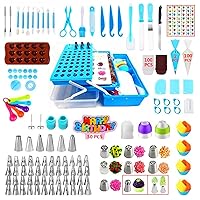 387 Pcs Cake Decorating Kit Piping Bags and Tips Set,with 64 Icing Tips,102 Pastry Bags,5 Couplers,Cake Spatulas,More Cupcake Cookie Decoration Tools,Toolbox, (Blue)