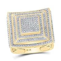 The Diamond Deal 10kt Yellow Gold Mens Round Diamond Square Ring 1 Cttw