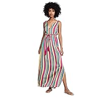 BB DAKOTA Women's in The Rainbows Stripe Printed Reverse Crepon Dress