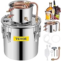 VEVOR Alcohol Still 3Gal/12L Alcohol Distiller Stainless Steel Distillery Kit for Alcohol With Copper Tube Home Brewing Kit Build-in Thermometer for DIY Whisky Wine Brandy