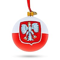 Proudly Polish: Coat of Arms Blown Glass Ball Christmas Ornament 3.25 Inches