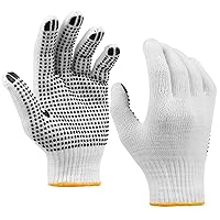 12Pairs Grip Safety Work Gloves Anti-slip Dots Bulk Gloves Moist Cotton Knit Gloves for Garage Warehouse Construction