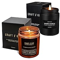 Craft & Kin's Masculine Scented Candle Collection: Vintage Leather Meets Premium Whiskey Caramel | Luxe Soy Candles for Men, Rustic Aromatherapy in Stylish Jars