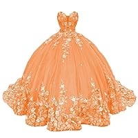 Women's Sweetheart Sweet 16 Quinceanera Dresses Ball Gown for Girls Puffy Strapless Prom Dresses