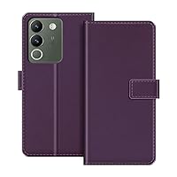 for Vivo V30 Lite 5G Case, Premium Magnetic PU Leather Cover with Card Holder and Kickstand, Fashion Flip Case for Vivo V30 Lite Me 5G 6.67 inches Purple
