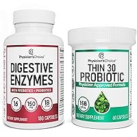 Physician's CHOICE - Beat Bloat + Support Weight Management Bundle: Digestive Enzymes 180ct + Thin-30 Probiotic 60ct - Value Pack