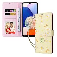 Smartphone Flip Cases Compatible with Samsung Galaxy A15 5G Case Wallet with Card Holder, Floral Flower Pattern Flip Folio PU Leather Kickstand Card Slots Case, [RFID Blocking] Shockproof Phone Cover