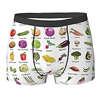 Introduction of various vegetables Print Men's Boxer Briefs Underwear Trunks Stretch Athletic Underwear