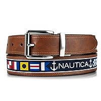 Nautica Men's Reversible Belt with Flag Pattern