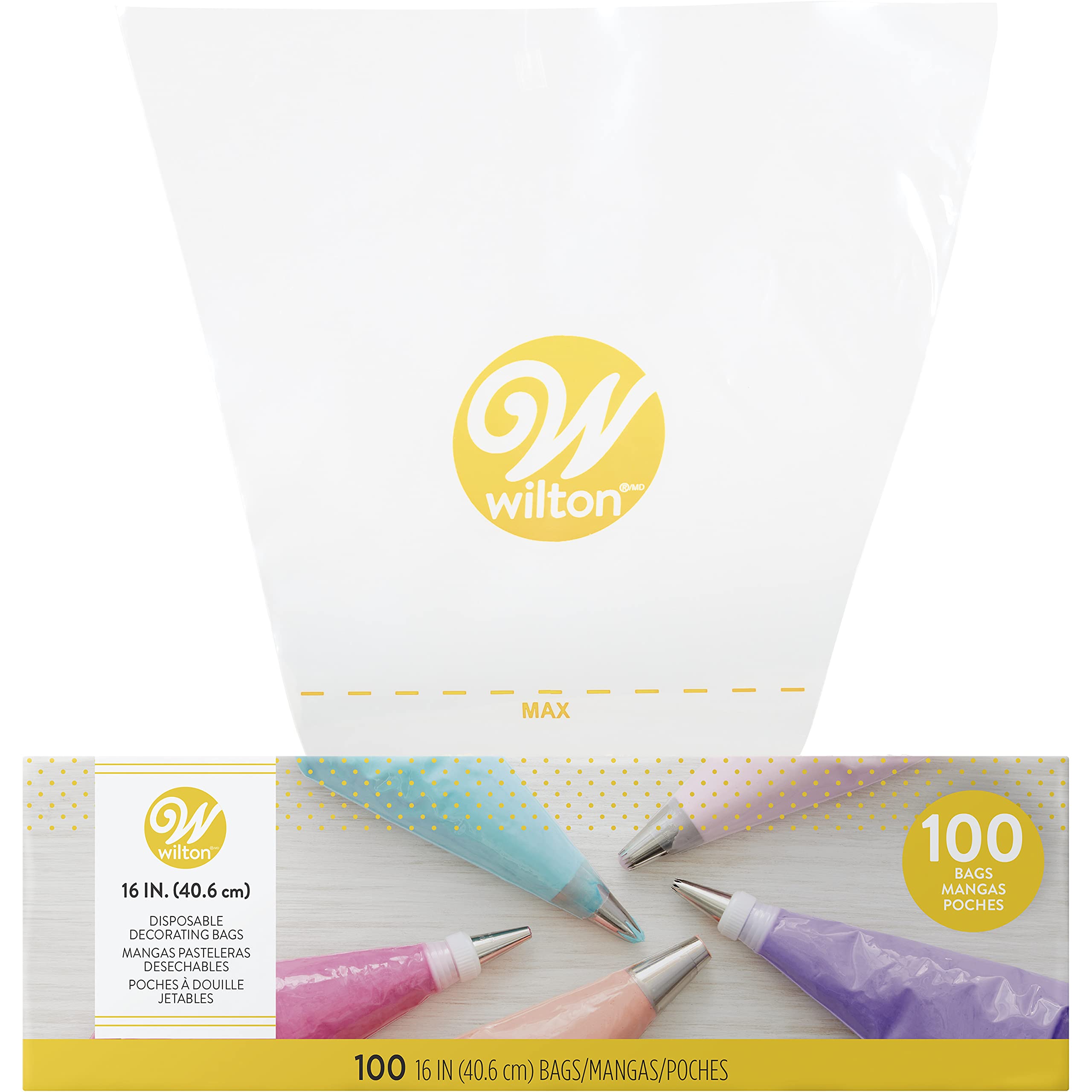 Wilton 16-Inch Easy-Grab Disposable Decorating Bags, 100-Count