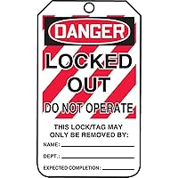 Accuform Lockout Tags, Pack of 5, Danger Locked Out Do Not Operate, US Made OSHA Compliant Tags, Tear & Water Resistant PF-Cardstock, 5.75