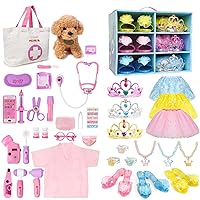 Meland Toys for Toddler Gilrs - Princess Dress Up Clothes & Doctor Pretend Play Toys for Girls Age 3,4,5,6 Year Old