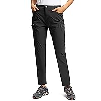 Pudolla Women Hiking Pants with 6 Pockets Water Resistant Stretch Travel Pants for Women Work Outdoor Golf Walking(Black Medium)