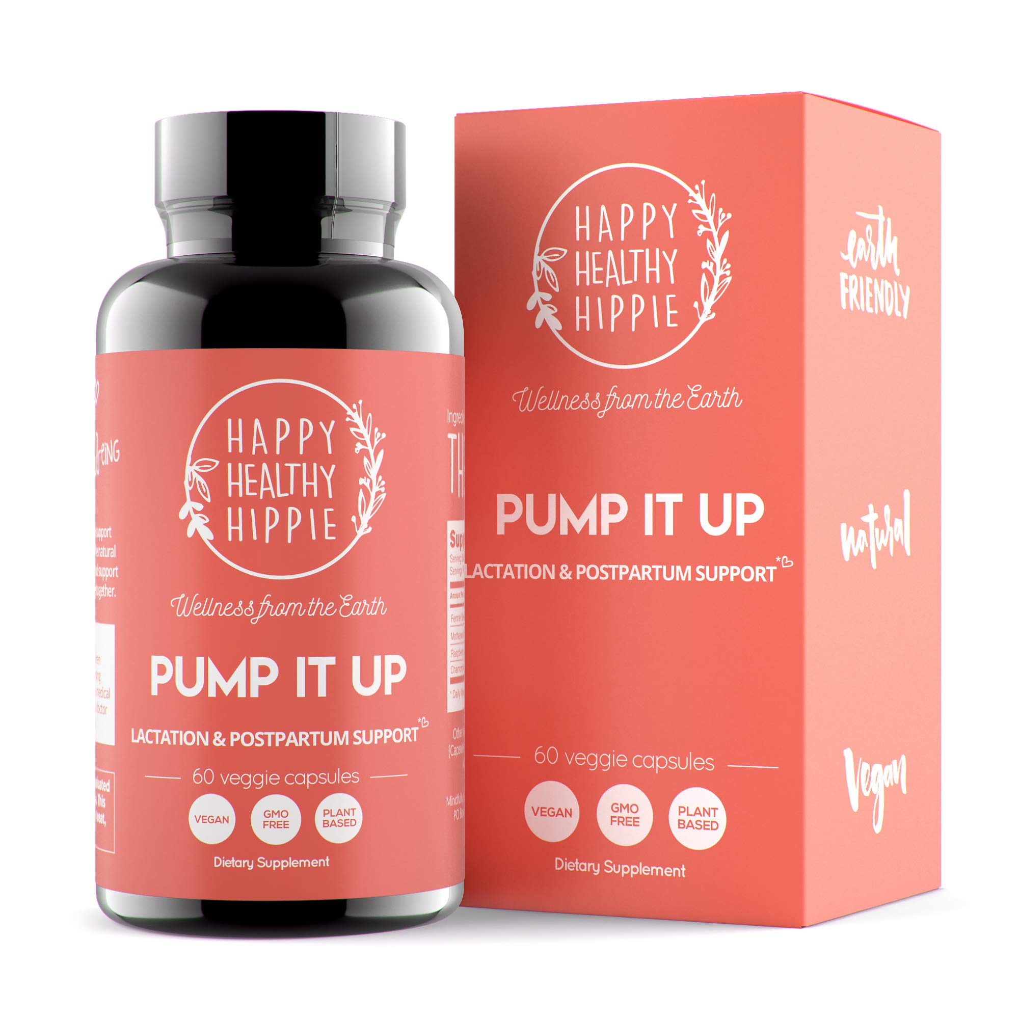 Happy Healthy Hippie Pump It Up [Lactation Supplement] Herbal [Breastfeeding Supplements] Supports Milk Supply Increase | Breast Milk Lactation Support, Postnatal Vitamins & Lactation Pills, 60 Ct
