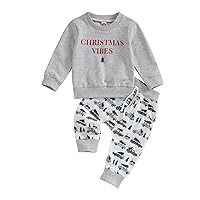 Baby Girl Boy Christmas Outfit Letter Crewneck Sweatshirt Casual Pants Santa Xmas Toddler Fall Winter Clothes