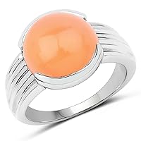 6.00 Carat Genuine Peach Moonstone .925 Sterling Silver Ring