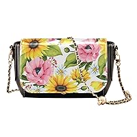 Decorative Sunflowers Women's Crossbody Handbags for Women Leather Side Bags with Credit Card Slots Sling Backpack