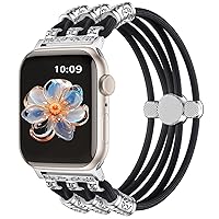Beaded Bands Compatible with Apple Watch Band 41mm 40mm 38mm 45mm 44mm 42mm 49mm Women, Boho Bracelets Pearl Braided Stretchy Cute Solo Loop Strap for iWatch Series 9 8 7 6 5 4 3 2 SE Ultra
