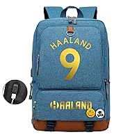 Teens Lightweight Erling Haaland Bagpack with USB Charging Port-Durable Students Book Bag Lightweight Laptop Bag