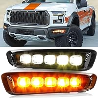 HECASA LED Fog Light Compatible with 2017-2020 Ford F-150 Raptor Daytime Running Lamp DRL w/Turn Signal Light Light Black Bezel Plastic