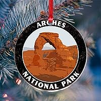 Christmas Acrylic Ornaments Arches National Park Christmas Porcelain Ornament Vintage Landscape Artwork Car Hanging Ornament for Xmas Party Decorations 3 in