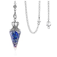 Jovivi Dyed Lapis Lazuli Crystal Pendulums for Divination Dowsing 6 Facted Crown Hexagonal Pointed Resin Chip Stones Healing Reiki Chakra Gemstone Pendulum Pendant Wiccan Witchcraft
