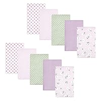 Hudson Baby Unisex Baby Cotton Flannel Burp Cloths, Purple Dainty Floral 10 Pack, One Size