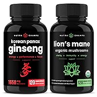 NutraChamps Korean Ginseng Capsules and Lions Mane Capsules 2 Pack Bundle