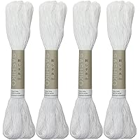 Olympus Sashiko Thread 20m(21.8yds) 4skeins Set 100% Cotton (White #01)