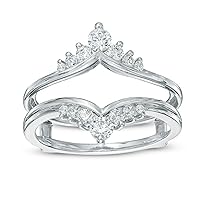SwaraEcom 14K White Gold Plated Round Cut Cubic Zirconia Solitaire Enhancer Ring Guard Band for Her Gift (2.54CT)