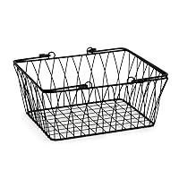 Twist Storage Handles, Modern Farmhouse Décor Farmer’s Market-Style Wire Basket for Organizing Bathroom, Pantry & Craft Room, Medium, Black