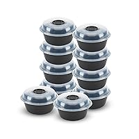Microwavable and Freezer Safe Meal Prep Bowl, 10 Pack, Black, 4 cups