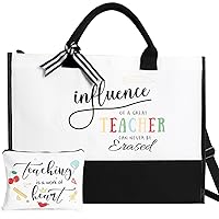 Frerdui Teacher Gifts for Women, Teacher Appreciation Gifts Canvas Tote Bag with Pouch Bag for Birthday Christmas