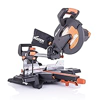 Evolution Power Tools R255SMS+ PLUS 10-Inch Sliding Miter Saw Plus Multi-Material Multi-Purpose Cutting Cuts Metal, Plastic, Wood & More 0˚ - 45˚ Bevel & 50˚ - 50˚ Miter Angles TCT Blade Included