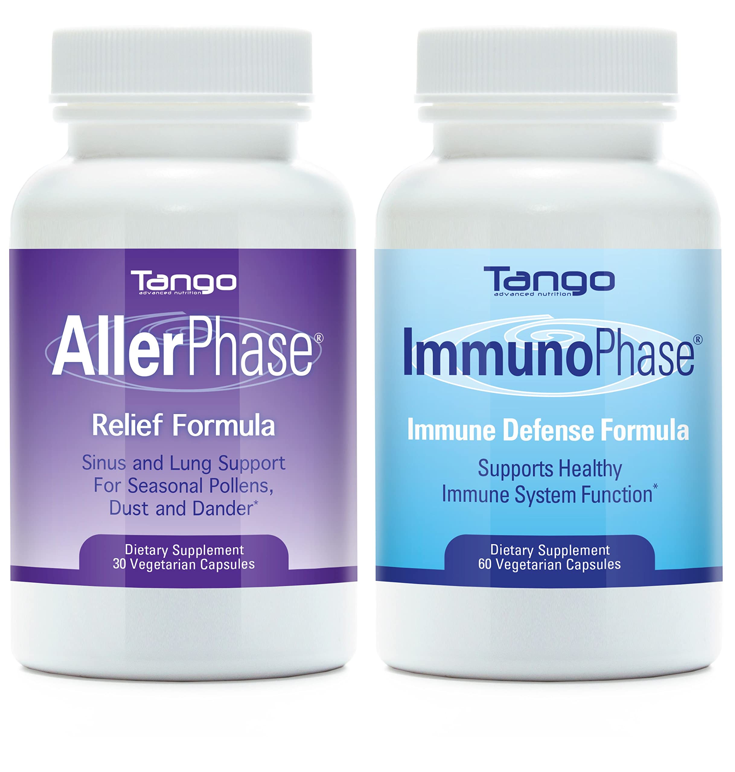 AllerPhase Natural Herbal Sinus and Lung Relief Supplement and ImmunoPhase Natural Herbal Immune Support Supplement