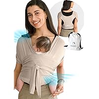 Konny Baby Carrier Flex AirMesh Premium Material - Adjustable, Easy to Wear and Wrap Baby Sling, Perfect for Newborn Babies Essentials up to 44 lbs, (M-4XL) - Beige