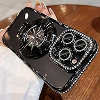 Glitter Diamond Magnetic Ring Holder Case for iPhone,Airbag Anti-Fall for iPhone Case with Invisible Ring Stand,Four Corners Air Cushion Anti Drop Cases (Black*B, for iPhone 11)