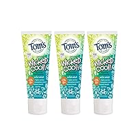Tom's of Maine ADA Approved Wicked Cool! Fluoride Children's Toothpaste, Natural Toothpaste, Dye Free, No Artificial Preservatives, Mild Mint, 4.2 oz. 3-Pack (Packaging May Vary)