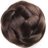 Braided Hair Chignon Synthetic Hair Bun Hairpiece Clip in Dark Brown