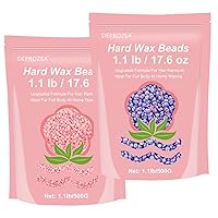1.1lb Rose & 1.1lb Lavender, Pack of 2 DEPROZEA Hard Wax Beads for Painless Hair Removal on Sensitive Skin, Ideal for Full Body, Facial, Eyebrow, Brazilian Bikini, and Legs for Women and Men