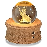 3D Crystal Ball Music Box with Projection LED Light and Rotating Wooden Base,Best Gift for Birthday,Mother's Day,Valentine's Day,Music Boxes for Women Mom Girls-Castle in The Sky